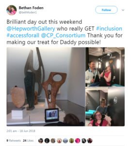 Hepworth Toilet tweet commenting on visiting the gallery with the CP toilet was a treat.